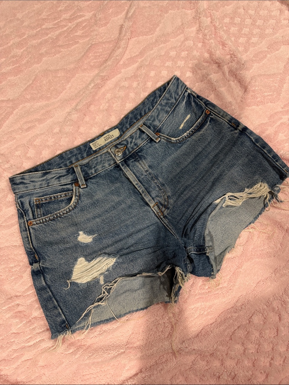 Topshop Distressed Denim Cutoff Shorts - Blue